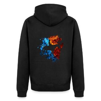 Horse Red Blue Fire Rider Riding - Unisex Premium Organic Zip Hoodie - black - Back - Nico (187cm)