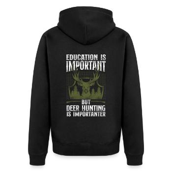 Buck Deer Hunting Hunter Vintage - Unisex Premium Bio Zip Hoodie - Schwarz - Hinten - Nico (187cm)