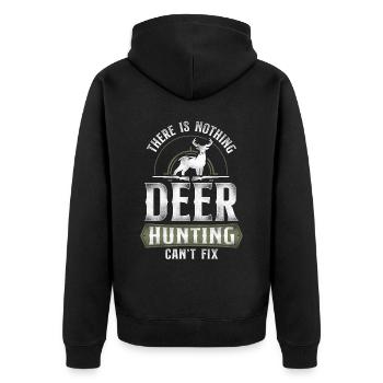 Buck Deer Hunting Hunter Vintage - Unisex Premium Organic Zip Hoodie - black - Back - Nico (187cm)