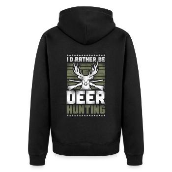 Buck Deer Hunting Hunter Vintage - Unisex Premium Bio Zip Hoodie - Schwarz - Hinten - Nico (187cm)