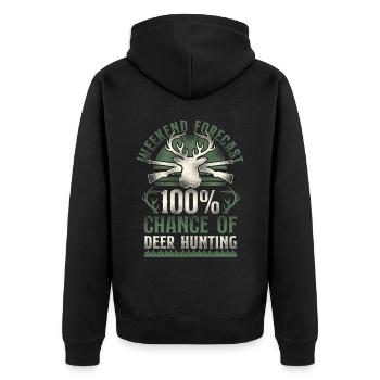 Buck Deer Hunting Hunter Vintage - Unisex Premium Bio Zip Hoodie - Schwarz - Hinten - Nico (187cm)