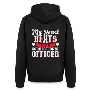 My Heart Beats For A Correctional Officer - Unisex Premium Organic Zip Hoodie - black - Back - Nico (187cm)