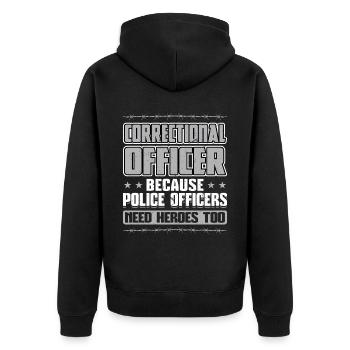 Corrections officer - Unisex Premium Organic Zip Hoodie - black - Back - Nico (187cm)