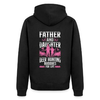Buck Deer Hunting Hunter Father - Unisex Premium Bio Zip Hoodie - Schwarz - Hinten - Nico (187cm)