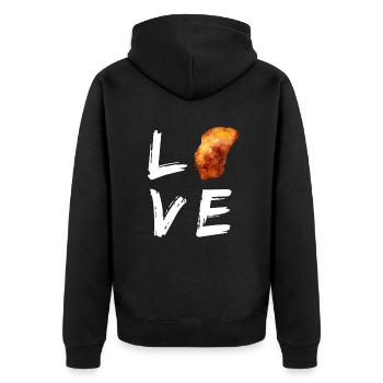 Fleischliebhaber Schnitzelfan Schnitzel - Unisex Premium Bio Zip Hoodie - Schwarz - Hinten - Nico (187cm)