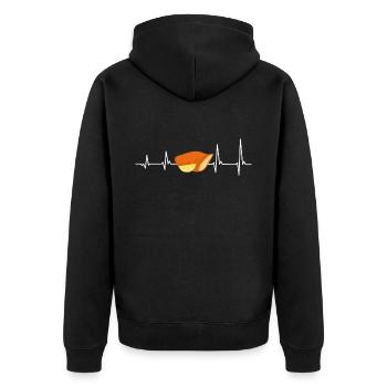 Schnitzelfan Heartbeat Schnitzel - Unisex Premium Organic Zip Hoodie - black - Back - Nico (187cm)