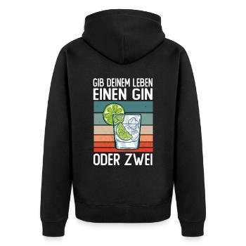Gin - Unisex Premium Bio Zip Hoodie - Schwarz - Hinten - Nico (187cm)