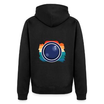 Fotos Kamera Objektiv Fotografieren - Unisex Premium Bio Zip Hoodie - Schwarz - Hinten - Nico (187cm)
