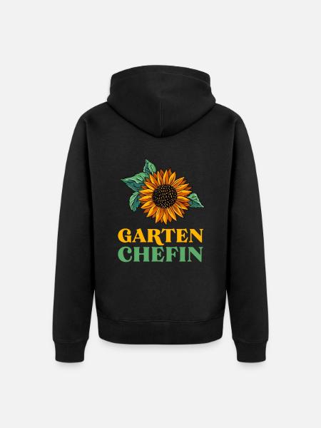 Gartenchefin Garten Geschenk - Unisex Premium Bio Zip Hoodie - Schwarz