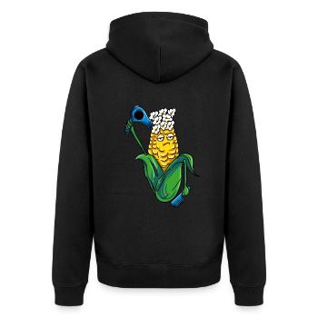 Lustiges Bauer Friseur Mais Geschenkidee - Unisex Premium Bio Zip Hoodie - Schwarz - Hinten - Nico (187cm)