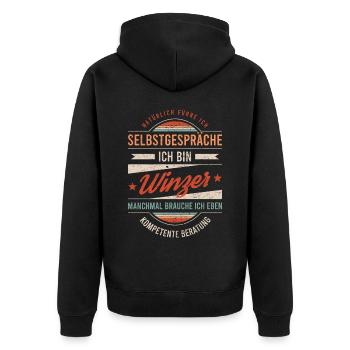Winzer Arbeitskollege Kollege Geschenk Retro - Unisex Premium Bio Zip Hoodie - Schwarz - Hinten - Nico (187cm)