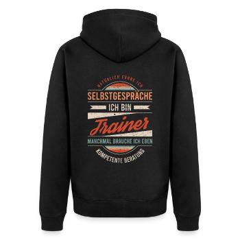 Trainer Arbeitskollege Kollege Geschenk Retro - Unisex Premium Bio Zip Hoodie - Schwarz - Hinten - Nico (187cm)
