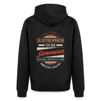 Zimmerer Arbeitskollege Kollege Geschenk Retro - Unisex Premium Bio Zip Hoodie - Schwarz - Hinten - Nico (187cm)