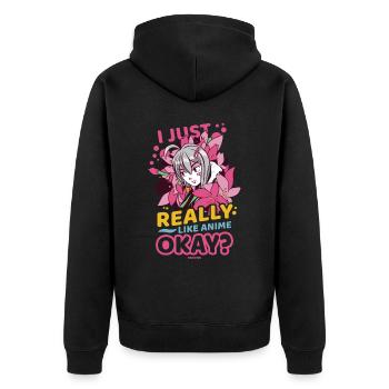 I Love Anime Japan Manga Cosplay Nerd Gift - Unisex Premium Organic Zip Hoodie - black - Back - Nico (187cm)