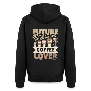 Coffee Espresso Capuccino Office Fun Gift - Unisex Premium Organic Zip Hoodie - black - Back - Nico (187cm)