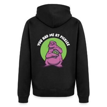 Vous m’avez eu à Pickles Concombre cadeau - Veste à capuche bio Premium Unisexe - noir - Dos - Nico (187cm)