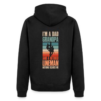 Lineman Grandpa Elective Gift - Unisex Premium Organic Zip Hoodie - black - Back - Nico (187cm)