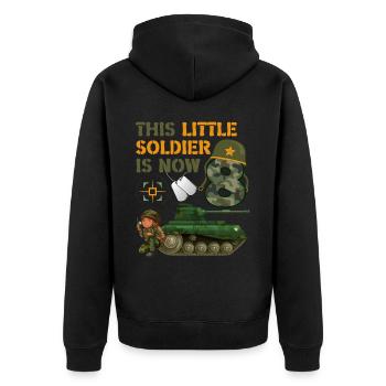 This little soldier is now 8 Army Tank 8. - Unisex Premium Organic Zip Hoodie - black - Back - Nico (187cm)