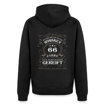 Whisky 66. Geburtstag 66 Jahre Sprüche bin wie - Unisex Premium Bio Zip Hoodie - Schwarz - Hinten - Nico (187cm)