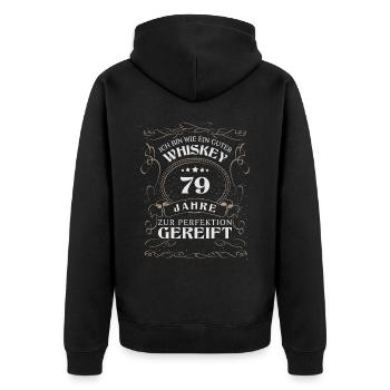 Whisky 79. Geburtstag 79 Jahre Sprüche bin wie - Unisex Premium Bio Zip Hoodie - Schwarz - Hinten - Nico (187cm)