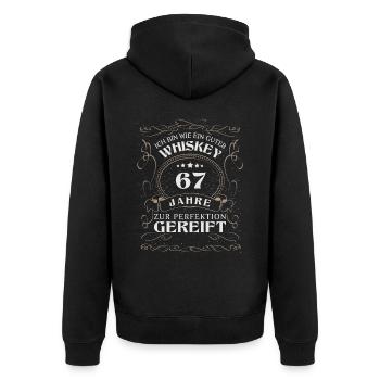 Whisky 67. Geburtstag 67 Jahre Sprüche bin wie - Unisex Premium Bio Zip Hoodie - Schwarz - Hinten - Nico (187cm)