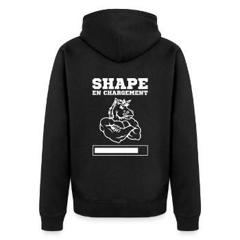 shape en chargement cadeau blague muscu humour - Veste à capuche bio Premium Unisexe - noir - Dos - Nico (187cm)