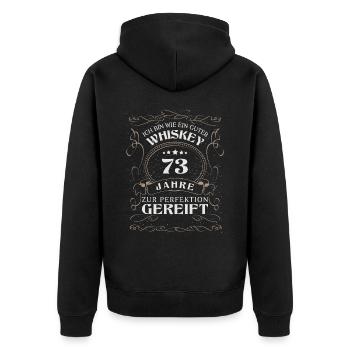 Whisky 73. Geburtstag 73 Jahre Sprüche bin wie - Unisex Premium Bio Zip Hoodie - Schwarz - Hinten - Nico (187cm)