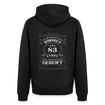 Whisky 83. Geburtstag 83 Jahre Sprüche bin wie - Unisex Premium Bio Zip Hoodie - Schwarz - Hinten - Nico (187cm)