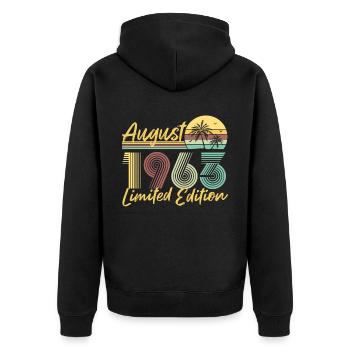 Août 1963 Cadeau d’anniversaire en édition limitée - Veste à capuche bio Premium Unisexe - noir - Dos - Nico (187cm)
