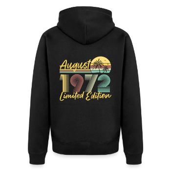 Août 1972 Cadeau d’anniversaire en édition limitée - Veste à capuche bio Premium Unisexe - noir - Dos - Nico (187cm)