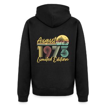 Août 1973 Cadeau d’anniversaire en édition limitée - Veste à capuche bio Premium Unisexe - noir - Dos - Nico (187cm)