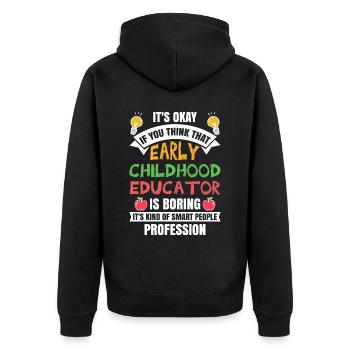 Enseignante en éducation de la petite enfance - Veste à capuche bio Premium Unisexe - noir - Dos - Nico (187cm)
