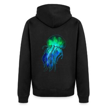 Jellyfish - Unisex Premium Organic Zip Hoodie - black - Back - Nico (187cm)
