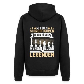 Schach Schachspieler - Unisex Premium Bio Zip Hoodie - Schwarz - Hinten - Nico (187cm)