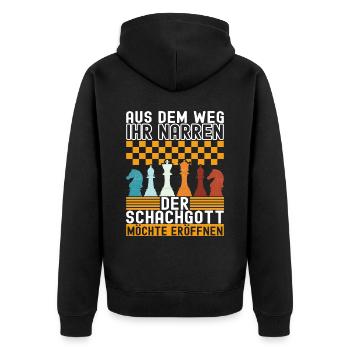 Schach Schachspieler - Unisex Premium Bio Zip Hoodie - Schwarz - Hinten - Nico (187cm)