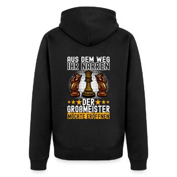 Schach Schachspieler - Unisex Premium Bio Zip Hoodie - Schwarz - Hinten - Nico (187cm)