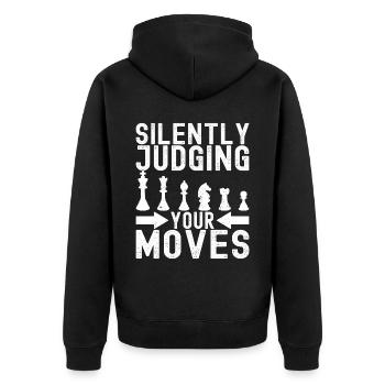 Schach Schachspieler - Unisex Premium Bio Zip Hoodie - Schwarz - Hinten - Nico (187cm)