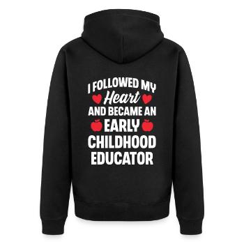 Best People Become Early Childhood Educators - Unisex Premium Organic Zip Hoodie - black - Back - Nico (187cm)
