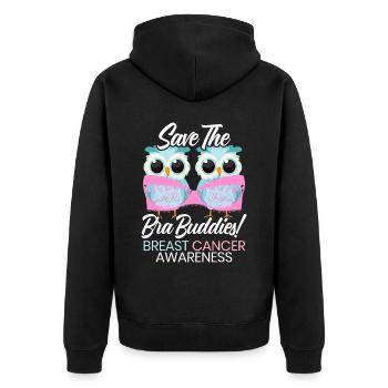 Save The Bra Buddies Brustkrebs Bewusstsein - Unisex Premium Bio Zip Hoodie - Schwarz - Hinten - Nico (187cm)