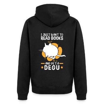Reading books and petting Degus rodent - Unisex Premium Organic Zip Hoodie - black - Back - Nico (187cm)