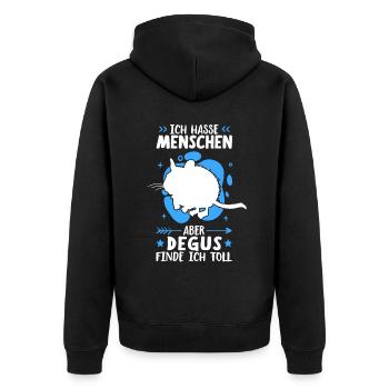 Degus finde ich toll Nagetier Chile Degu - Unisex Premium Bio Zip Hoodie - Schwarz - Hinten - Nico (187cm)