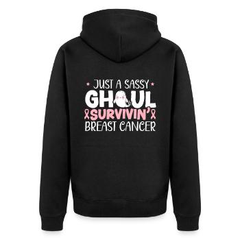 Nur ein frecher Ghul Survivin 'Brustkrebs - Unisex Premium Bio Zip Hoodie - Schwarz - Hinten - Nico (187cm)