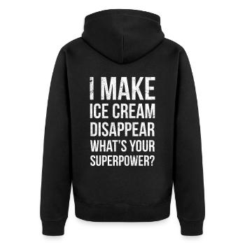 Ich Lasse Eiscreme Verschwinden, Was Sie Für - Unisex Premium Bio Zip Hoodie - Schwarz - Hinten - Nico (187cm)