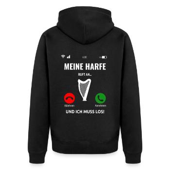 Harfenspieler Harfe Musik Saiteninstrument Idee - Unisex Premium Bio Zip Hoodie - Schwarz - Hinten - Nico (187cm)