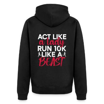 10k Running Training Runner Jogging Running - Unisex Premium Organic Zip Hoodie - black - Back - Nico (187cm)