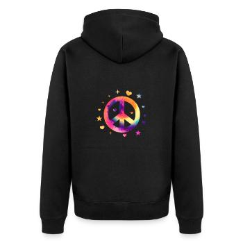 Hippie Peace Flower Power Amour Paix Cadeau - Veste à capuche bio Premium Unisexe - noir - Dos - Nico (187cm)