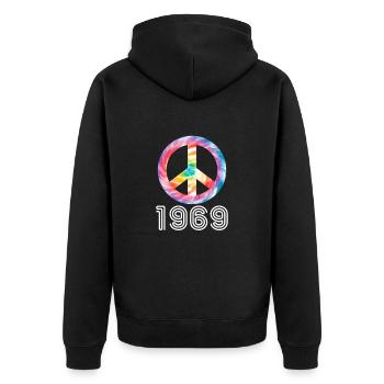 Hippie 1969 Peace Flower Power Cadeau d’amour - Veste à capuche bio Premium Unisexe - noir - Dos - Nico (187cm)