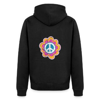 Hippie - Unisex Premium Bio Zip Hoodie - Schwarz - Hinten - Nico (187cm)
