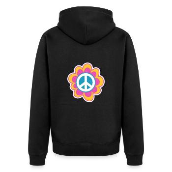 Hippie Peace Flower Power Amour Paix Cadeau - Veste à capuche bio Premium Unisexe - noir - Dos - Nico (187cm)