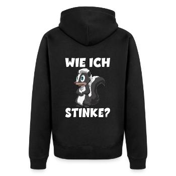 Stinktier Lustige Stinktiere Zootier Geschenk für - Unisex Premium Bio Zip Hoodie - Schwarz - Hinten - Nico (187cm)